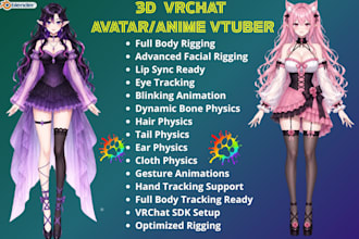 create 3d anime vtuber model, vrchat avatar, vrm rigging, vseeface nsfw
