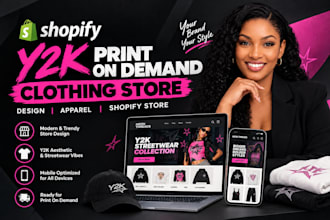 design shopify y2k print on demand store design apparel shopify store