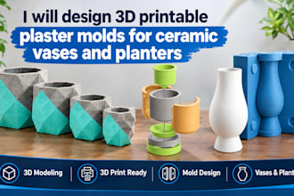 design 3d printable plaster mold for ceramic vase and planter