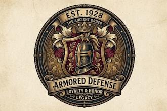 design classic shield badge helmet logo design