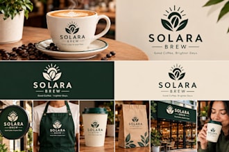 design cafe branding, coffee shop logo, coffee packaging, brand identity