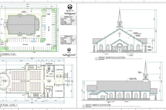create church architectural permit drawings and zoning plans in cad