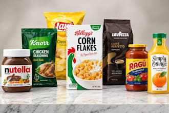 design premium snack pouch packaging food labels print ready