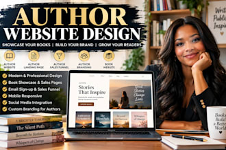 design an author website book website, landing page and author sales funnel