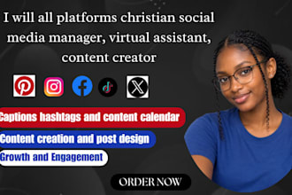 all platforms christian social media manager, virtual assistant, content creator