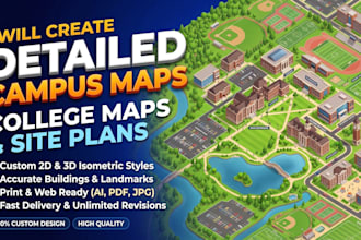 create detailed university campus maps, college maps and school site maps