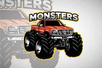 make modern professional monster truck logo