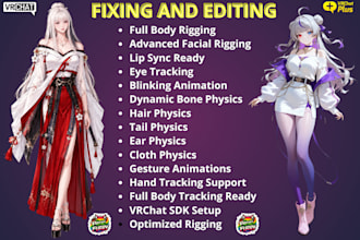 rig and edit vrchat furry avatar, 3d vtuber model, animaze, obs studio
