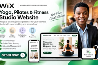 build wix yoga, pilates, fitness, studio website with class booking and schedule