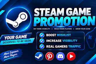 do steam game promotion, boost steam visits and wishlist, steam game marketing