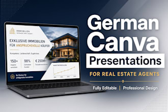 design german canva presentations for real estate agents and property listings