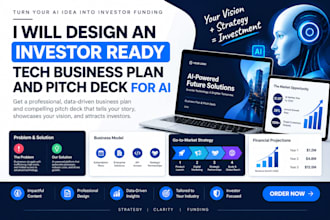 design an investor ready tech business plan and pitch deck for ai