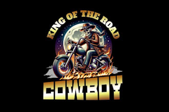 do vintage western cowboy logo design for tshirt