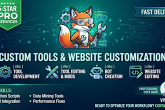 do website customization, custom tool development, and bot creation