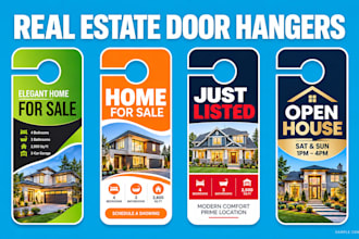 design real estate door hanger, open house flyer and realtor marketing postcards