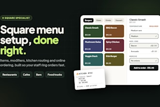 set up your square restaurant menu, modifiers, and online ordering
