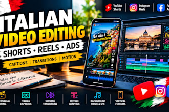 italian video editing for youtube shorts instagram reels and facebook ads videos