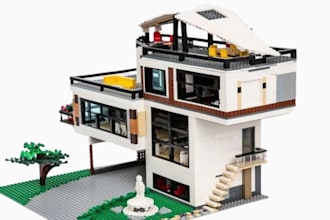 do 3d lego technic car, diorama, city, house with partlist and instructions