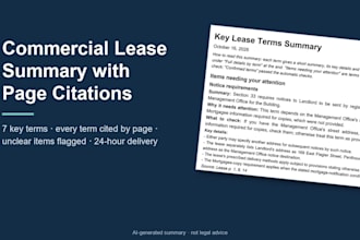create a commercial lease abstract with page citations