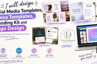 design social media templates, canva templates, branding kit and logo design