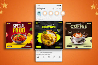 design modern food posters and instagram ads for restaurants