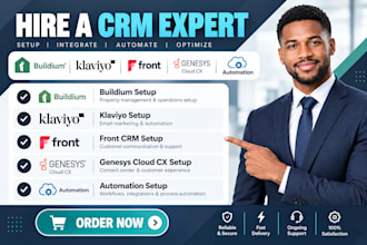 setup buildium project management klaviyo front crm genesys cloud cx automation