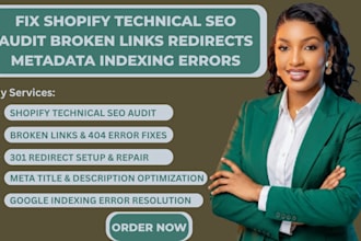 fix shopify technical seo audit broken links redirects metadata indexing errors