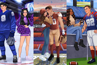 do romance character illustration sport romance couple art book cover artist