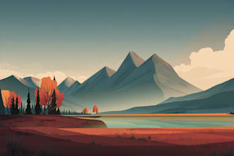 create minimalist landscape illustrations and posters