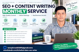 manage monthly SEO  for organic traffic