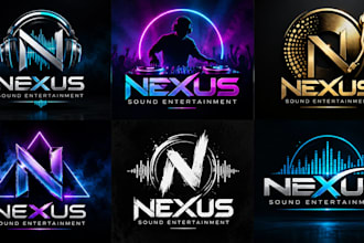 design a professional, electronic music nightclub, sound entertainment dj logo