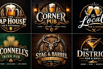 design a professional, pub, bar, beer house, nightlife, restaurant, pub logo