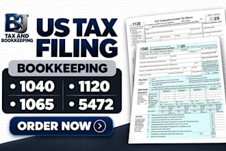 prepare and file us tax forms 1040, 1120, 1065, 5472, 1099 and fbar