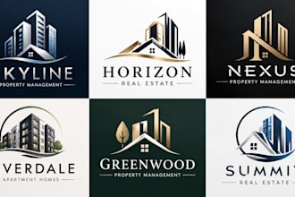 design a modern real estate, property management, residential apartment logo