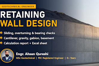 design your retaining wall with stability calculations and report