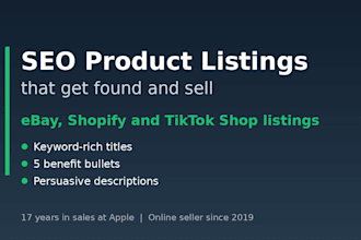 write SEO product listings for ebay, shopify, and tiktok shop