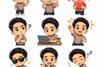 design cute custom cartoon sticker packs for you