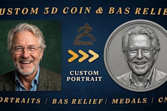 sculpt 3d coin, bas relief medallion and challenge coin cnc for 3d printing