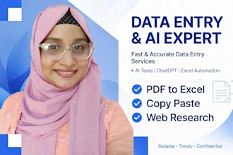 do ai data entry PDF to excel image typing web research lead generation