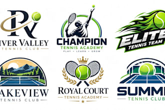 design a professional tennis club, tennis academy, team  tennis court logo