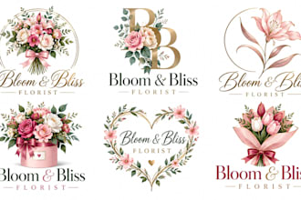 design a professional, flower bouquet, florist, floral arrangement bouquet logo