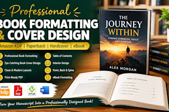 do book formatting, book interior design, and book cover design