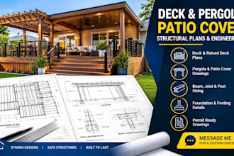 do deck pergola and patio cover gazebo structural design for permit drawings