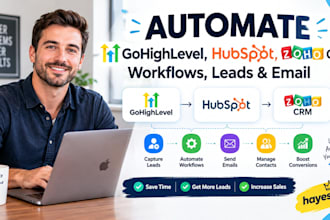 automate gohighlevel, hubspot, zoho CRM workflows, leads and email