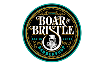 design monogram boar bristle barbershop logo