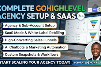 setup gohighlevel agency,sub account,saas mode, white label rebilling and funnel