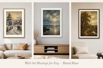 create realistic framed wall art mockups for your etsy listings