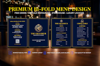 create a bifold menu for a fine dining restaurant and lounge