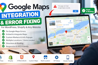 google maps website integration and error fixing