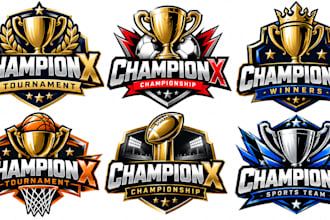 design a professional tournament, winner, trophy, sports team championship logo